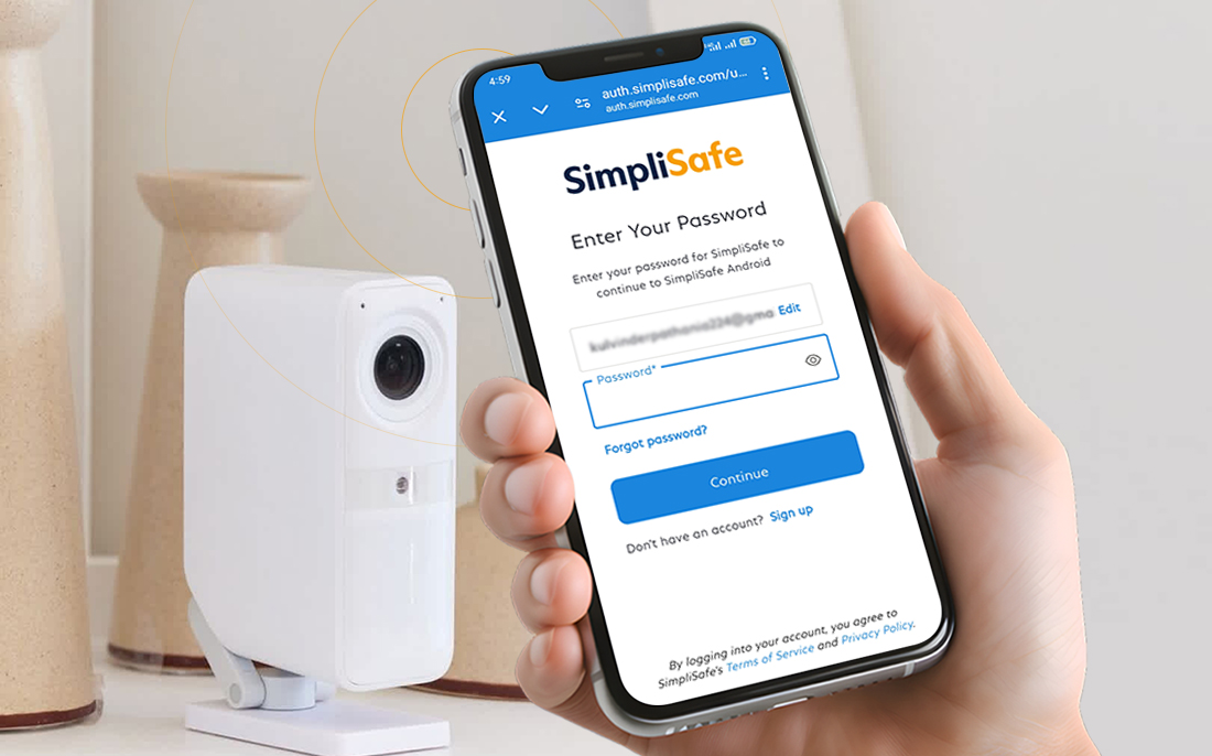 SimpliSafe App Login using the Android/iOS device